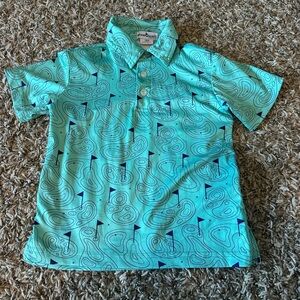 Blue Quail Turquoise Golf Patterned Polo Shirt